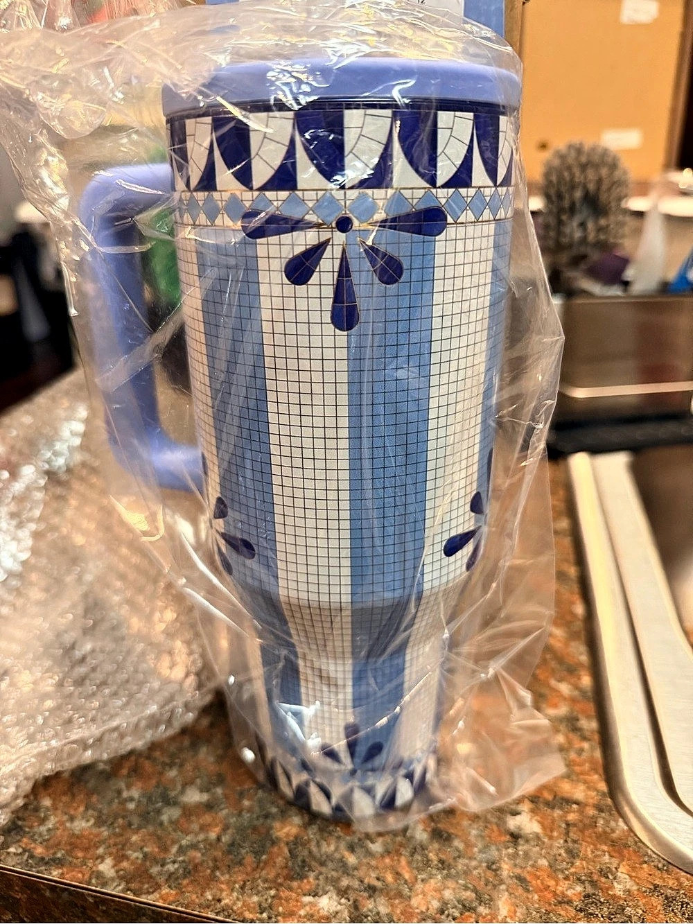 HydroJug Traveler Tumbler 32 oz Mosaic 32oz Blue & White Anthropologie